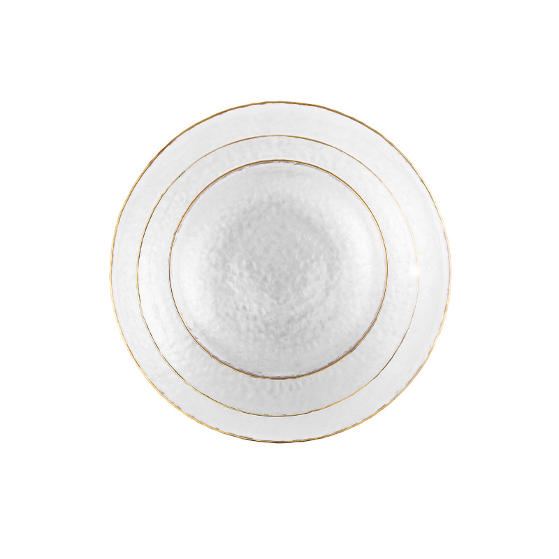 Light luxury gold-rimmed glass fruit plate tea table 5 02